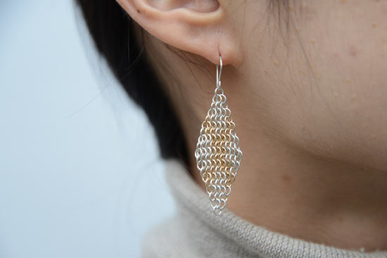 eN Silver & Gold-Filled Diamond Shape Pierced Earring