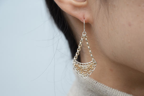 eN Silver & Gold-Filled Triangle Pierced Earring